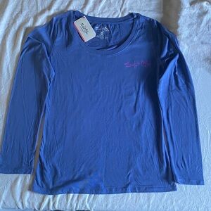 Salt life  Blue Long Sleeve with Pink Accent teeshirt